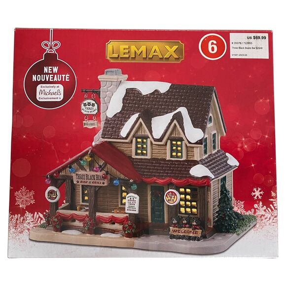 Lemax Three Black Bears Bar & Grill Lighted Christmas Building Village 35078 - Picture 6 of 9